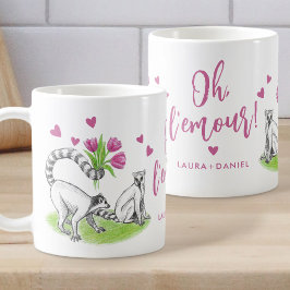 Taza De Café Lemur y Tulips Amor romántico Funny Pun Nombre de 