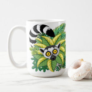Taza De Café Lémures de Madagascar en selva exótica