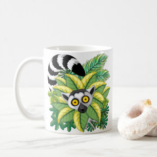 Taza De Café Lémures de Madagascar en selva exótica