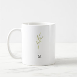 Taza De Café Leña verde oliva Minimalista monograma simple