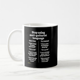 Taza De Café Lenguaje Anti-Guitarista - Whiteext