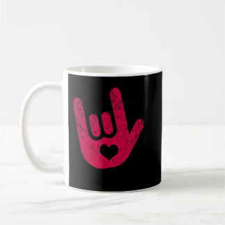Taza De Café Lenguaje de Rótulo ASL que te amo Rótulo