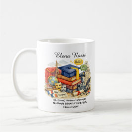 Taza De Café 🎓Lenguas Modernas GRAD Nombre Personalizado y Tít