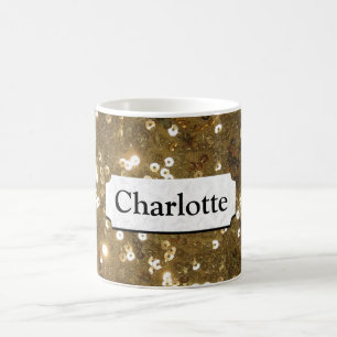 Taza De Café Lentejuela del oro que relucir personalizada
