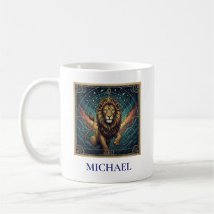 Taza De Café Leo Azul Zodiaco Celestial
