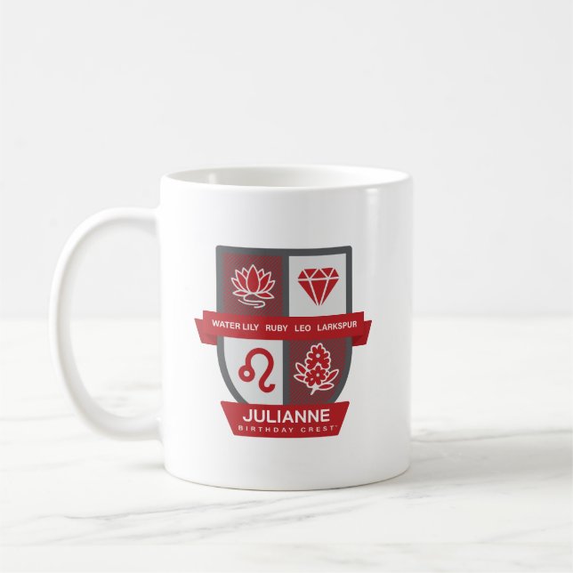 Taza De Café Leo Birthday Crest™ for July 23-31 Mug (Izquierda)