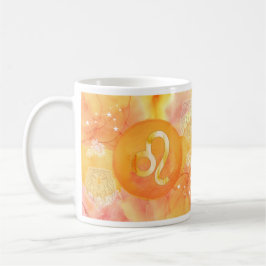 Taza De Café Leo Golden Watercolor Astrología Zodiac Rótulo Mug