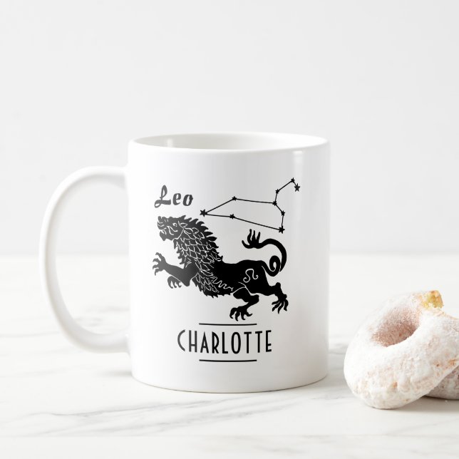 Taza De Café Leo Lion Constellation Custom Name Birthday Gift (Con donut)