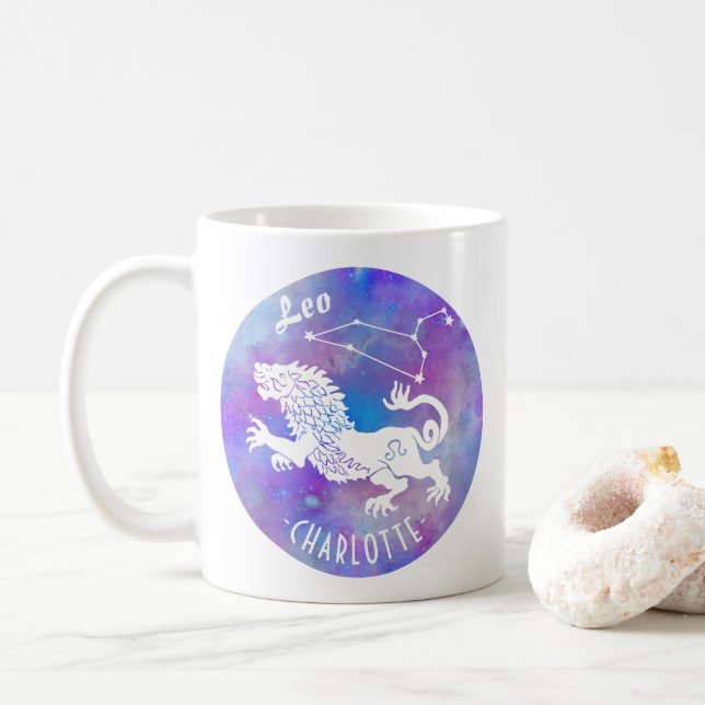 Taza De Café Leo Lion Constellation Stars Name Birthday Gift (Con donut)