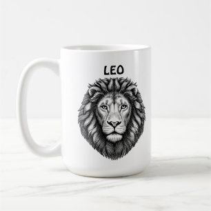 Taza De Café Leo Lions Head Zodiac Art Ink ilustracion