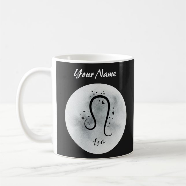Taza De Café Leo Personalizado Zodiac Nombre personalizado (Izquierda)