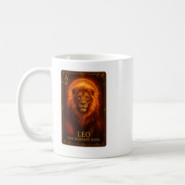 Taza De Café Leo Zodiac Art – Fiery Lion of Confidence (Izquierda)