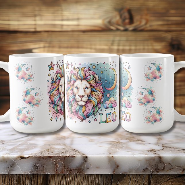 Taza De Café Leo Zodiac Astrología León Colorido (Colorful Leo Zodiac Astrology Lion Coffee Mug)