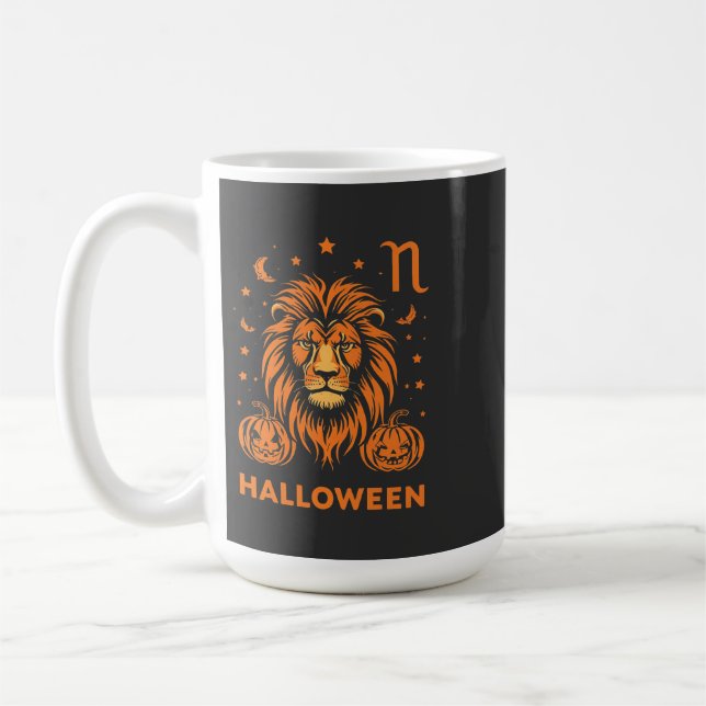 Taza De Café Leo Zodiac Lion Halloween Pumpkins Spooki (Izquierda)