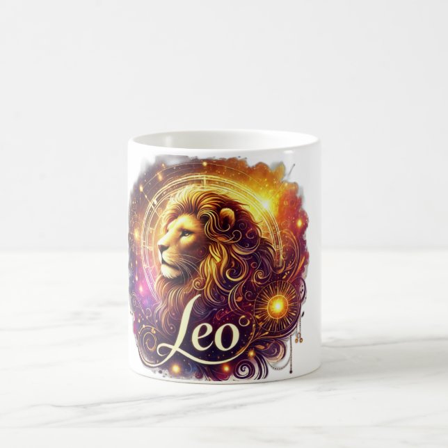 Taza De Café Leo Zodiac Mug - Negrita y ♌ de diseño radiante 🔥 (Centro)