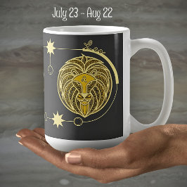 Taza De Café Leo Zodiac Rótulo Astrología Mandala Blanco Amaril