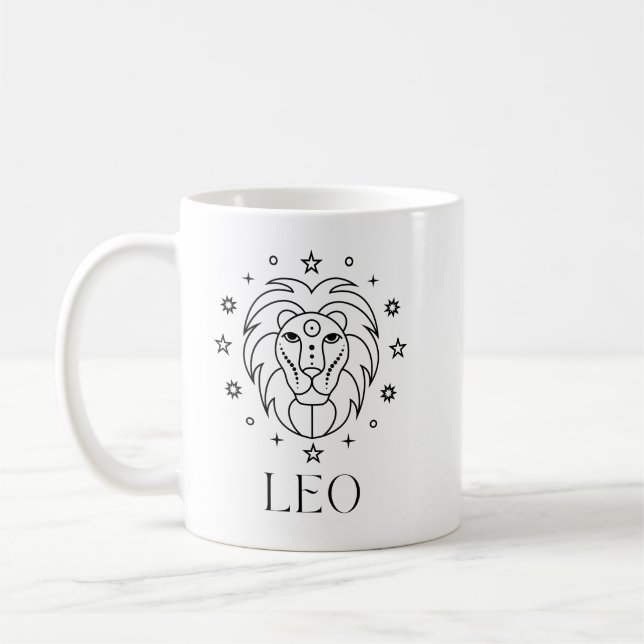 Taza De Café Leo Zodiac Rótulo Astrológico (Izquierda)