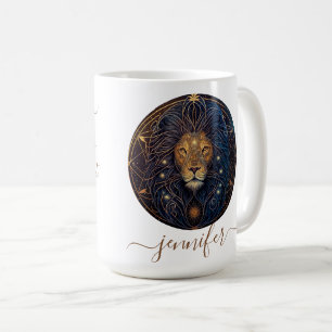 Taza De Café Leo zodiaco oro y negro
