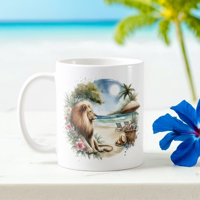 Taza De Café León acuático de verano en la playa (Subido por el creador)