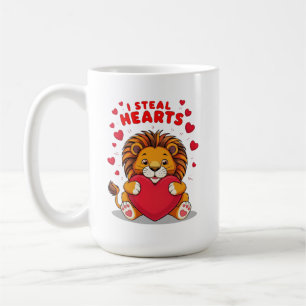 Taza De Café "León adorable 'Robo corazones' regalo de San Vale