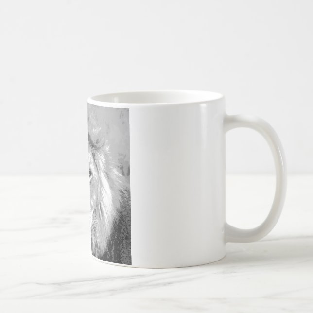 Taza De Café León blanco negro (Derecha)