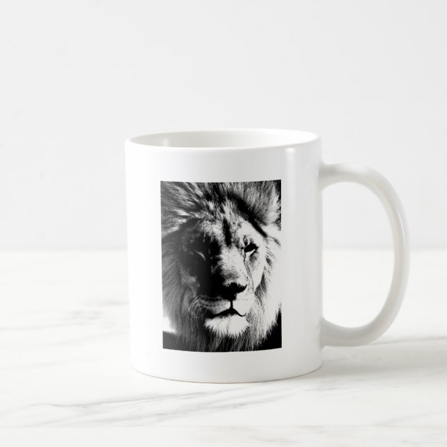 Taza De Café León blanco y negro (Derecha)