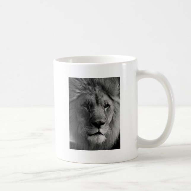 Taza De Café León blanco y negro (Derecha)