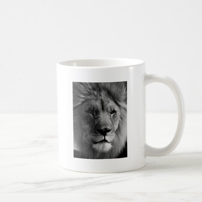 Taza De Café León blanco y negro (Derecha)