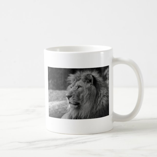 Taza De Café León blanco y negro - Animal salvaje (Derecha)