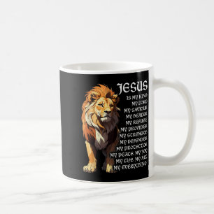 Taza De Café León Cristiano Jesús Es Mi Rey, Dios, Señor, Y Sa
