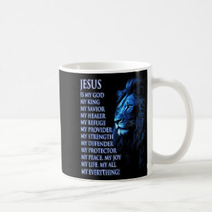 Taza De Café León Cristiano Jesús Es Mi Rey, Dios, Señor, Y Sa