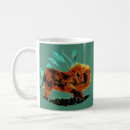 Taza De Café León de arte animal salvaje