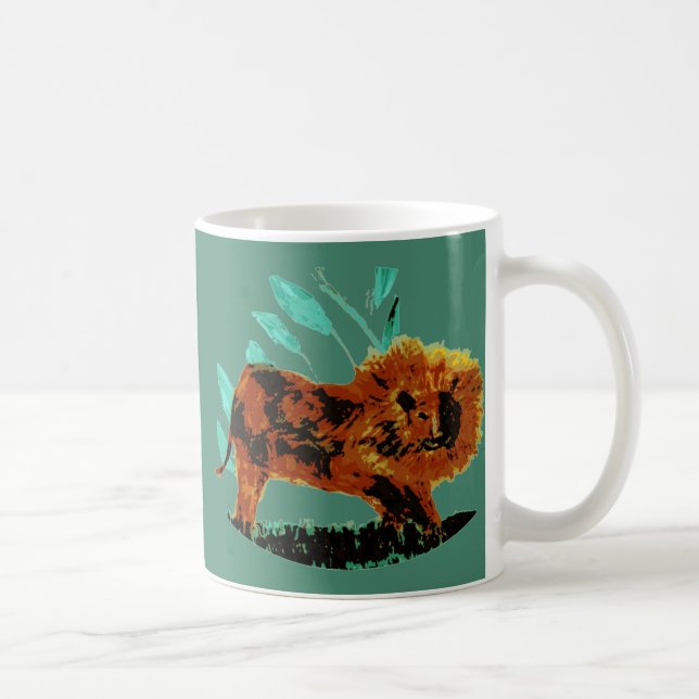 Taza De Café León de arte animal salvaje (Derecha)