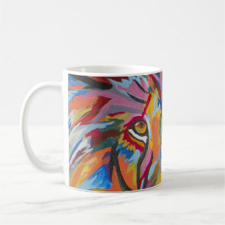 Taza De Café León de la jungla abstracto y colorido