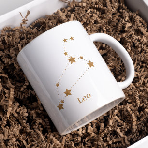 Taza De Café León de oro del Rótulo Zodiaco moderno Incendio