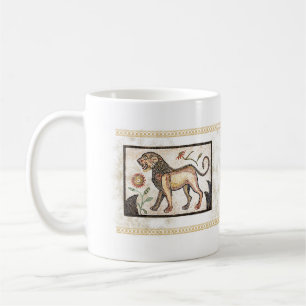 Taza De Café León del mosaico - teja