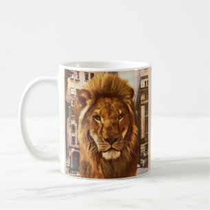 Taza De Café león en la ciudad