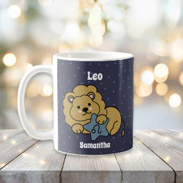 Taza De Café León Ilustrado Cuto Zodiac Personalizado
