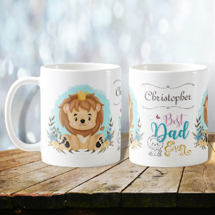 Taza De Café León lindo con la corona mejor papá jamás personal