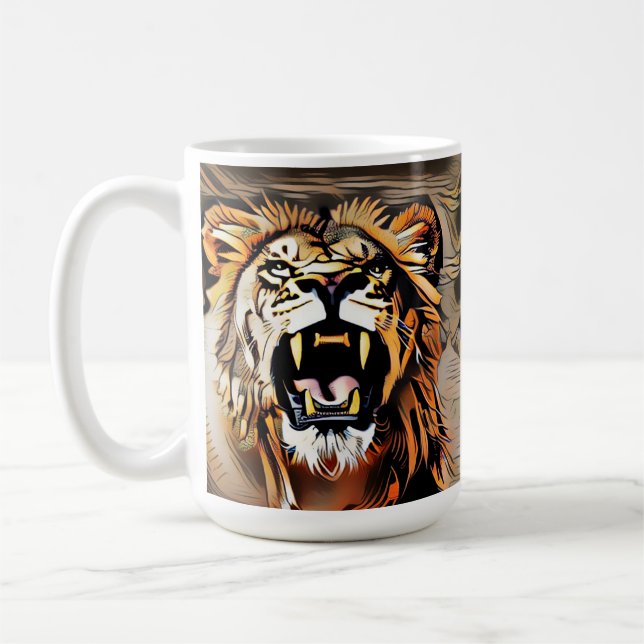 Taza De Café León Majestuoso Feroz - Rey De Las Bestias (Izquierda)