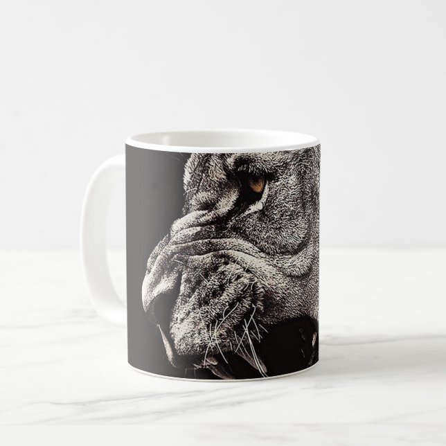 Taza De Café León masculino enojado (Anverso izquierdo)