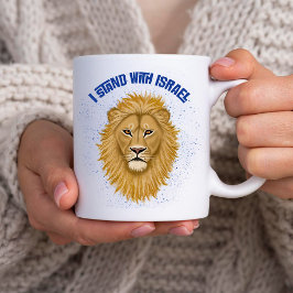 Taza De Café León moderno y elegante de Judá estoy con Israel