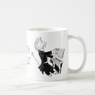 Taza De Café León que juega el dibujo antiguo de Louis Wain del