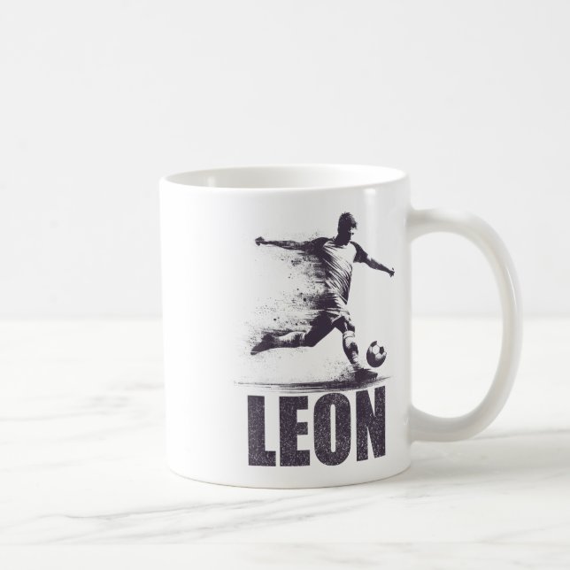 Taza De Café Leon Soccer Boys Personalized First Name Leon  (Derecha)