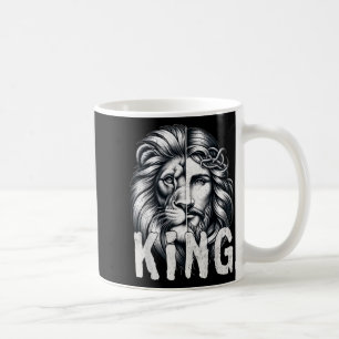 Taza De Café León y Jesús Rey Diseño de Fe Cristiana 
