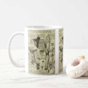 Taza De Café Leonardo da Vinci Antiguo Anatomía Humana Laringe