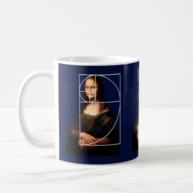 Taza De Café Leonardo da Vinci Mona Lisa Fibonacci Sequence (Izquierda)