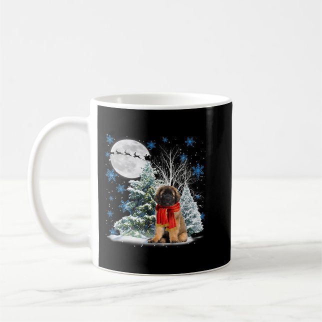 Taza De Café Leonberger Under Moonlight Navidades de Nieve Paja (Izquierda)