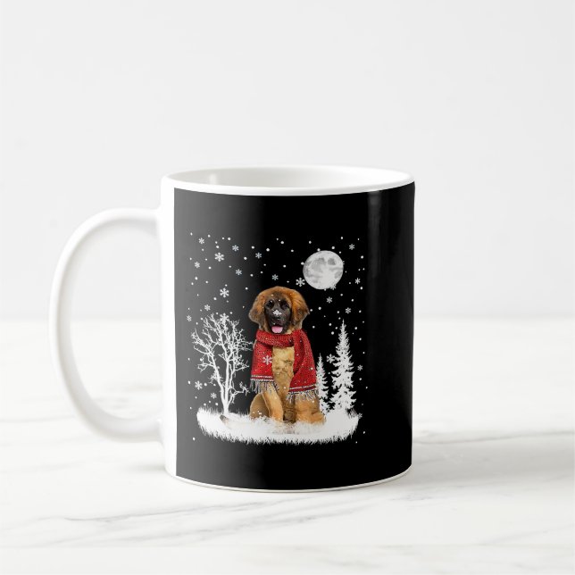 Taza De Café Leonberger Under Moonlight Navidades De Nieve Paja (Izquierda)