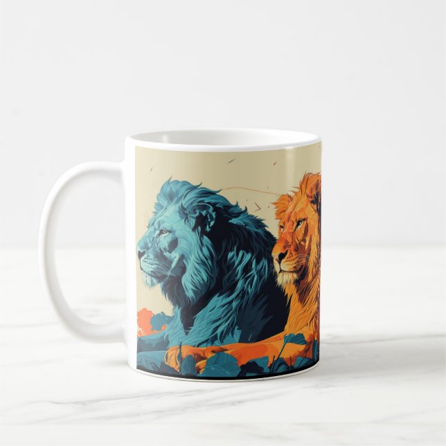 Taza De Café Leones de color de época (Izquierda)